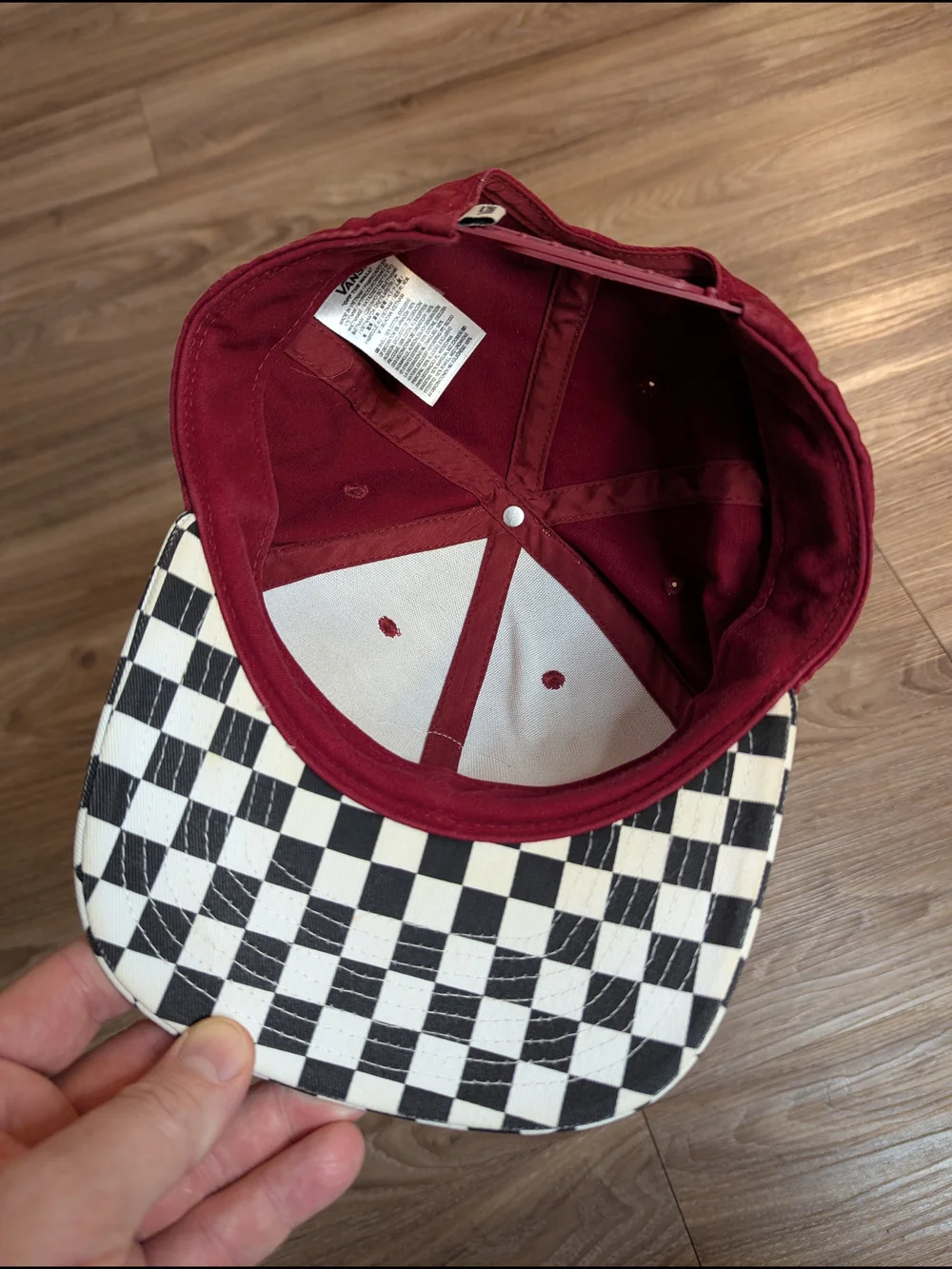 Vans Maroon Hat with Black and White Checkerboard Brim